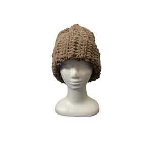 Brown Handmade Crochet Chunky Tobaggan Beanie Hat Adult Size